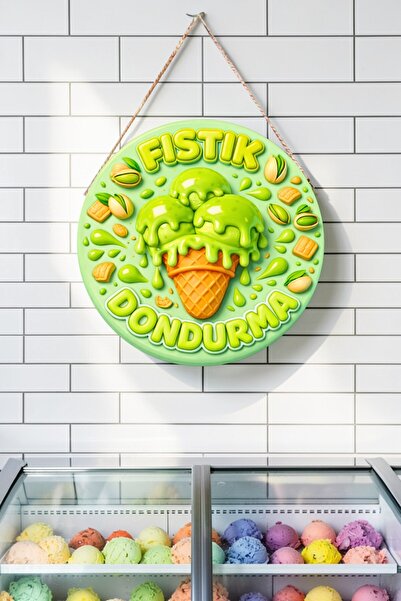 Nod Διακοσμητικό τοίχου πόρτας με ξύλινο κορδόνι και σχέδιο παγωτού φιστίκι, ...