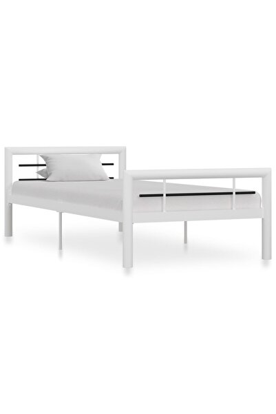 Concept Σκελετός κρεβατιού, μαύρο και άσπρο, 100 x 200 εκ., μεταλλικός