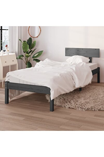 Concept Σκελετός Μονό κρεβατιού UK, γκρι, 90x190 cm, μασίφ ξύλο πεύκου