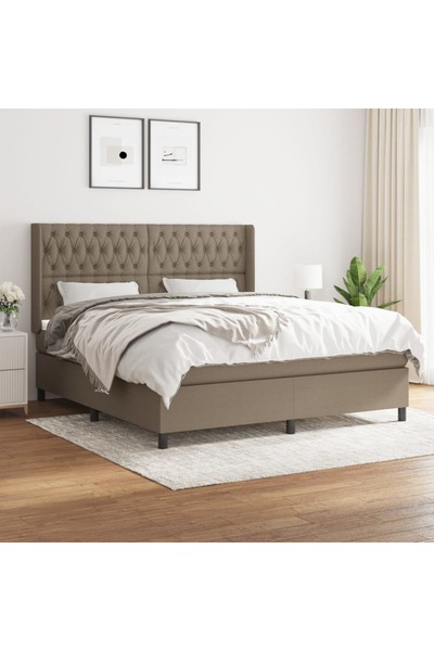 Concept Pat continental cu saltea, gri taupe, 180x200 cm, textil