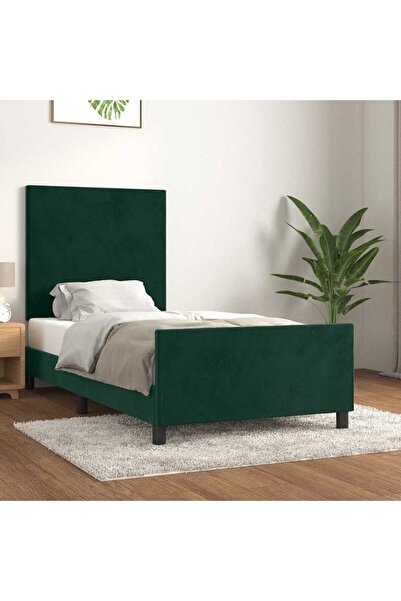 Concept Cadru de pat cu tăblie, verde închis, 80x200 cm, catifea