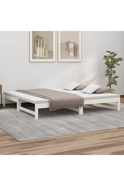 Concept Επεκτεινόμενο ανάκλιντρο, λευκό, 2x(100x200) εκ., μασίφ ξύλο πεύκου