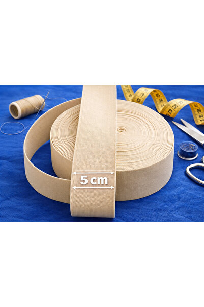 İMREN AKSESUAR Hard Woven Beige Color 5 cm Durable Leg and Waist Elastic 1 Pa...