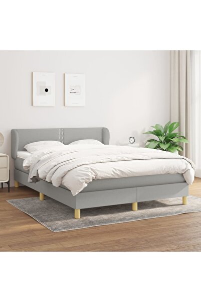 Concept Pat box spring cu saltea, gri deschis, 140x190 cm, textil