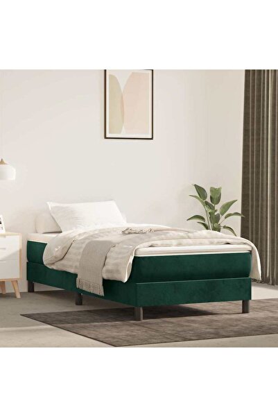 Concept Pat box spring cu saltea, verde închis, 100x200 cm, catifea