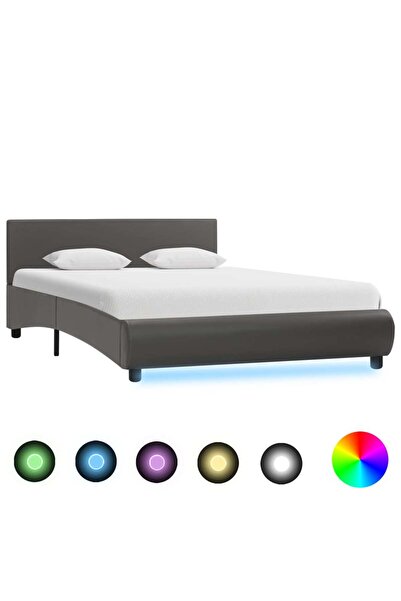 Concept Σκελετός κρεβατιού LED, γκρι, 120 x 200 cm, οικολογικό Δερμάτινο