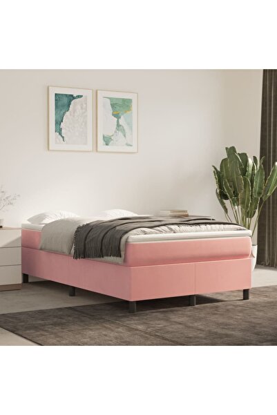 Concept Pat box spring cu saltea, roz, 120x200 cm, catifea