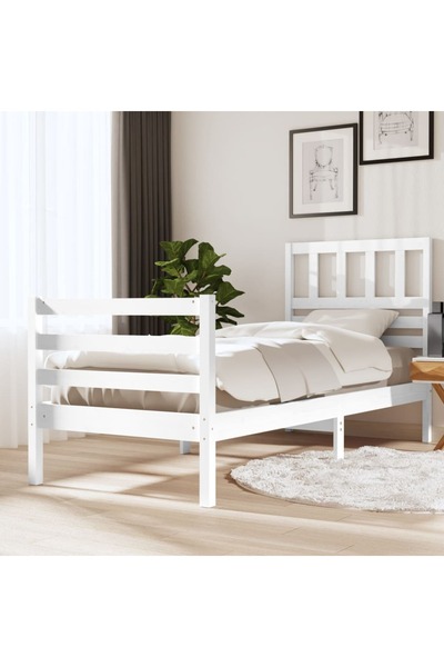 Concept Μικρό Μονό κρεβάτι 2FT6, λευκό, 75x190 εκ., μασίφ ξύλο