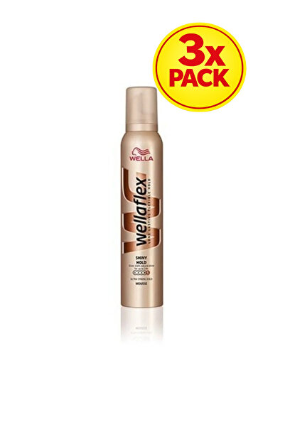 Wella Pachet de 3 spume de păr, Flex, fixare strălucitoare, 200 ml