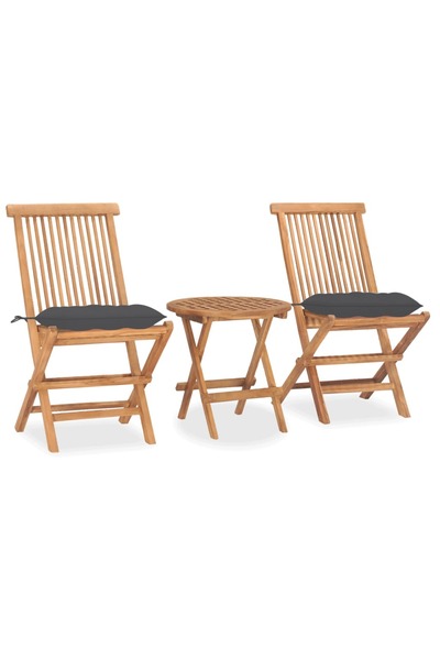 Concept Set mobilier exterior pliabil cu perne, 3 piese, lemn masiv tec