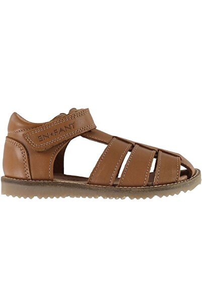EN FANT Plain Big Camel 29 - Leather Sandals with velcro closure for children -