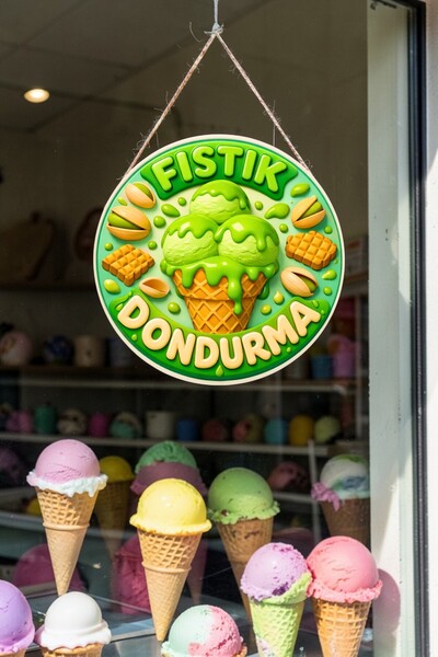 Nod Διακοσμητικό τοίχου πόρτας με ξύλινο κορδόνι και σχέδιο παγωτού φιστίκι, ...