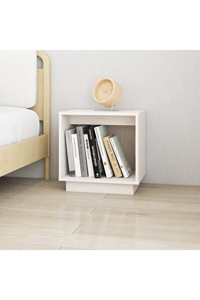 Concept Noptieră, alb, 40x30x40 cm, lemn masiv de pin