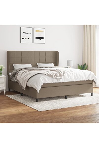 Concept Κρεβάτι Continental με στρώμα, γκρι-μπεζ, 180x200 cm, ύφασμα