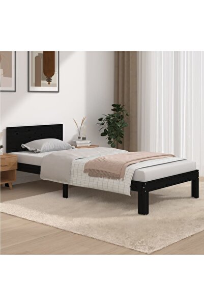 Concept Cadru de pat, negru, 90x200 cm, lemn masiv de pin