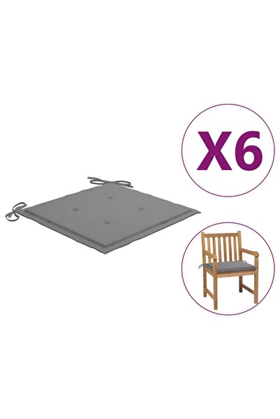 Concept Μαξιλάρια καρέκλας κήπου, 6 τεμ., γκρι, 50x50x3 cm, ύφασμα