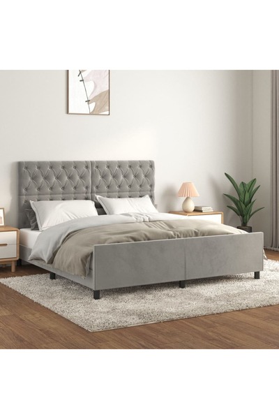 Concept Cadru de pat cu tăblie, gri deschis, 160x200 cm, catifea