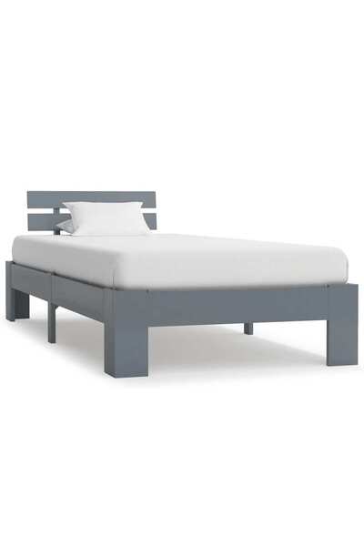 Concept Σκελετός κρεβατιού, γκρι, 90 x 200 εκ., μασίφ ξύλο πεύκου