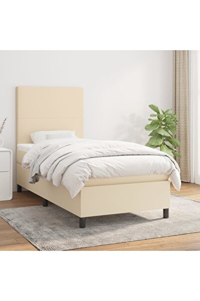 Concept Pat box spring cu saltea, crem, 100x200 cm, textil