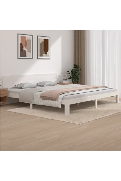 Concept Pat de zi, alb, 200x200 cm, lemn masiv de pin