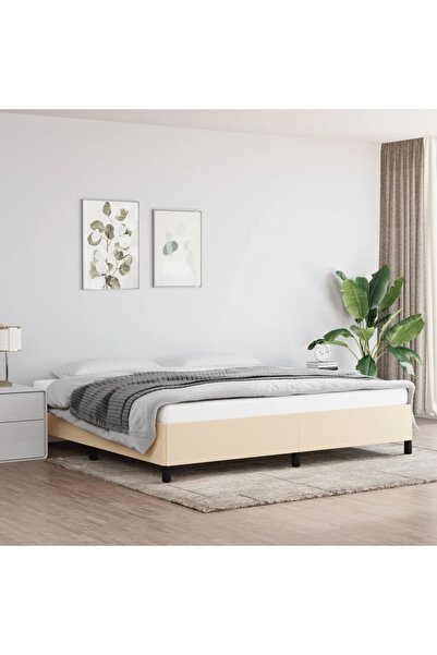 Concept Cadru de pat, crem, 200x200 cm, material textil