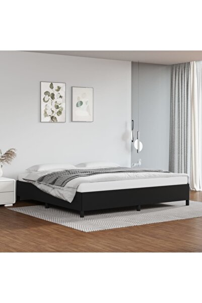 Concept Σκελετός κρεβατιού, μαύρο, 200x200 cm, οικολογικό Δερμάτινο