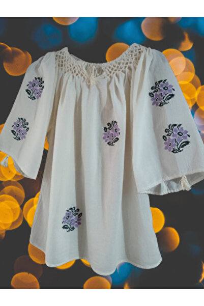 OEM Women's blouse, ie style - floral pattern, computerized embroidery, hand-...