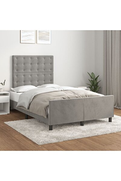 Concept Cadru de pat cu tăblie, gri deschis, 120x200 cm, catifea