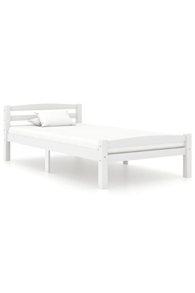 Concept Cadru de pat, alb, 100x200 cm, lemn masiv de pin