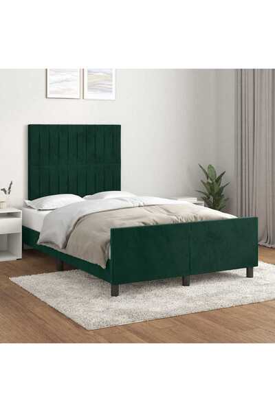 Concept Cadru de pat cu tăblie, verde închis, 120x200 cm, catifea