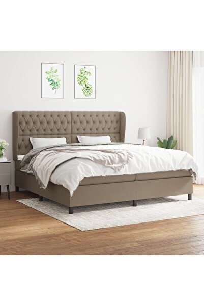 Concept Pat box spring cu saltea, gri taupe, 200x200 cm, textil