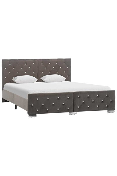 Concept Cadru de pat, gri, 140 x 200 cm, material textil