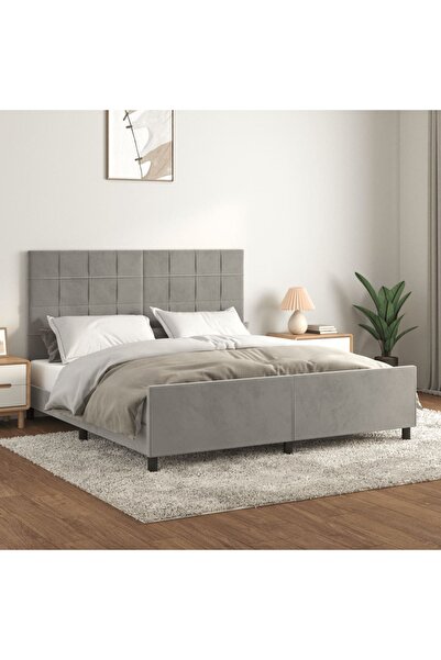 Concept Cadru de pat cu tăblie, gri deschis, 160x200 cm, catifea