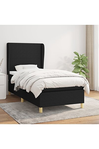Concept Pat box spring cu saltea, negru, 90x200 cm, textil