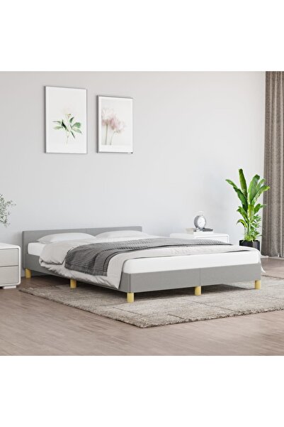 Concept Cadru de pat cu tăblie, gri deschis, 140x190 cm, textil