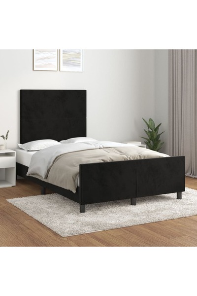 Concept Σκελετός κρεβατιού με κεφαλάρι, μαύρο, 120x200 εκ., Βελούδο