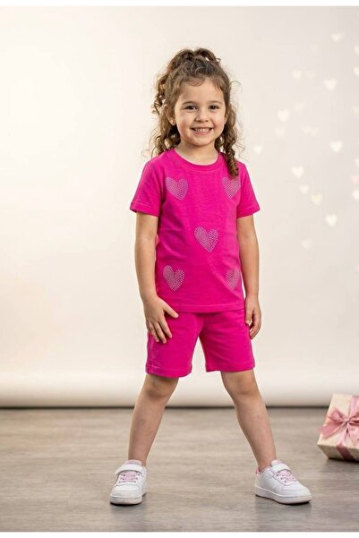 renkli diyar Girl's cotton summer short sleeve set with shorts