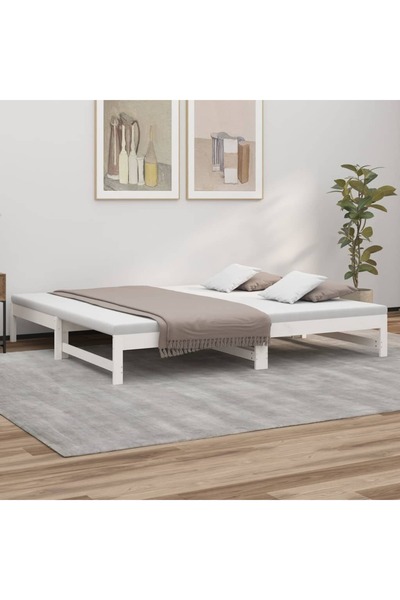 Concept Επεκτεινόμενο ανάκλιντρο, λευκό, 2x(80x200) εκ., μασίφ ξύλο πεύκου