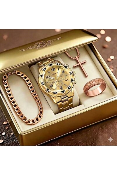 OEM Set Supreme Elegance: Ceas din aur de 18K și Trio din aur roz (lanț, cruc...