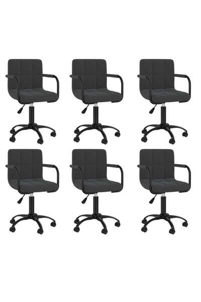 Concept Scaune de bucătărie pivotante, 6 buc., negru, catifea