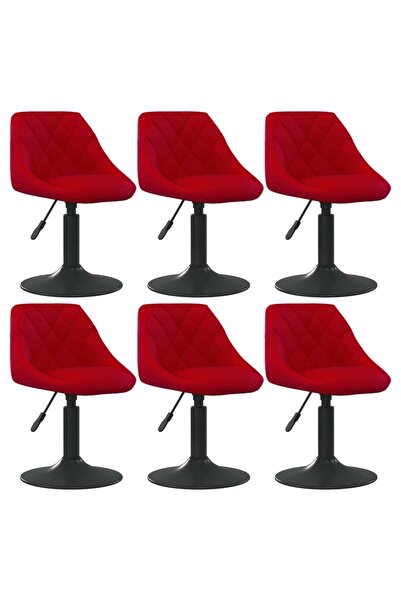 Concept Scaune de bucătărie pivotante, 6 buc., roșu vin, catifea