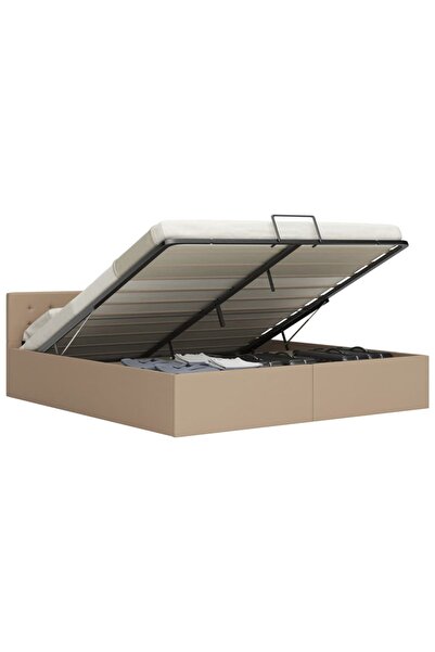 Concept Cadru pat hidraulic, depozitare cappuccino 160x200 cm piele