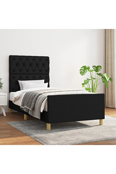 Concept Cadru de pat cu tăblie, negru, 80x200 cm, textil