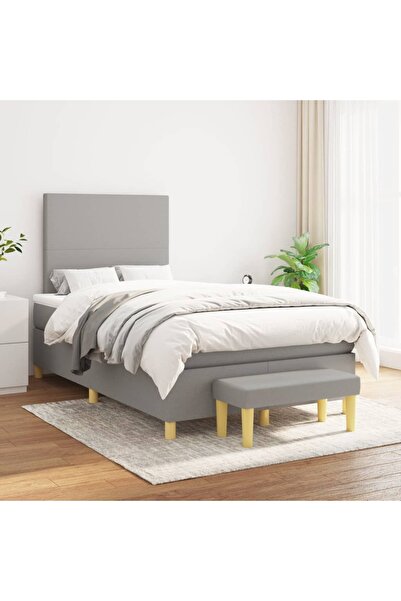 Concept Κρεβάτι Continental με στρώμα, ανοιχτό γκρι, 120x200 cm, ύφασμα