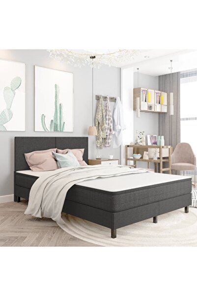 Concept Σκελετός κρεβατιού Continental, γκρι, 140x200 cm, ύφασμα