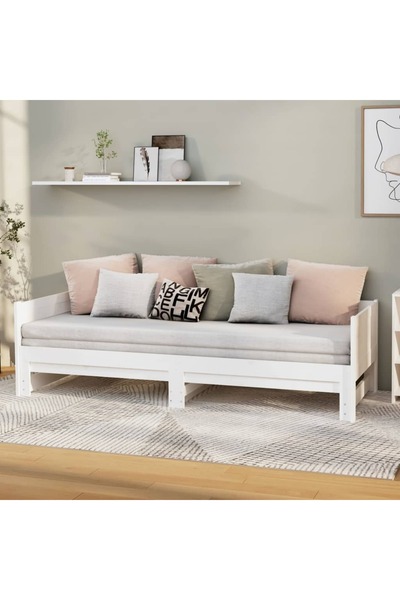 Concept Επεκτεινόμενο ανάκλιντρο, λευκό, 2x(90x190) εκ., μασίφ ξύλο πεύκου