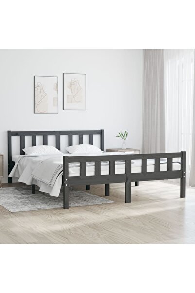Concept Σκελετός κρεβατιού, γκρι, 140x190 εκ., μασίφ ξύλο πεύκου
