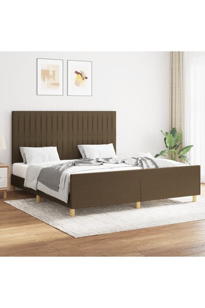 Concept Σκελετός κρεβατιού με κεφαλάρι, σκούρο καφέ, 160x200 cm, ύφασμα