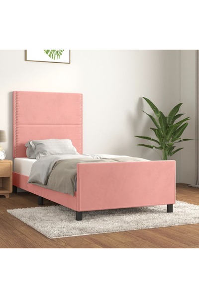 Concept Cadru de pat cu tăblie, roz, 90x200 cm, catifea