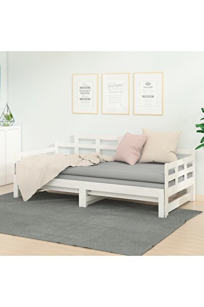 Concept Επεκτεινόμενο ανάκλιντρο, λευκό, 2x(90x200) εκ., μασίφ ξύλο πεύκου